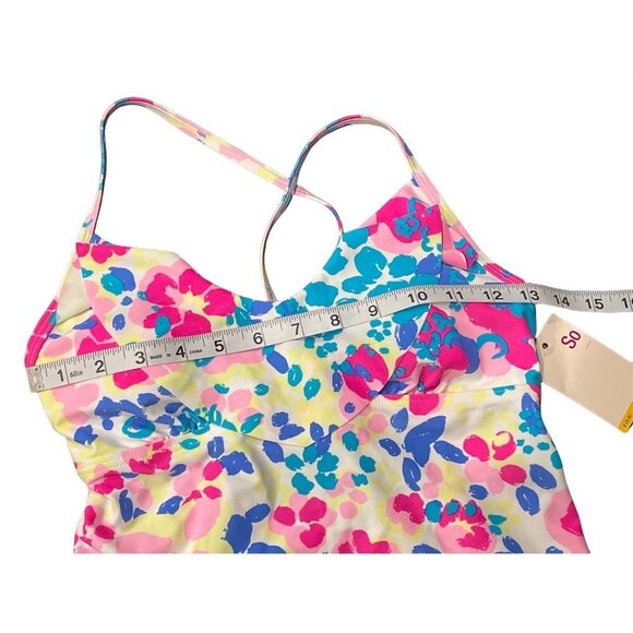 So NWT Floral Tankini Halter Pullover Swim Top Sz S Juniors - Picture 3 of 7